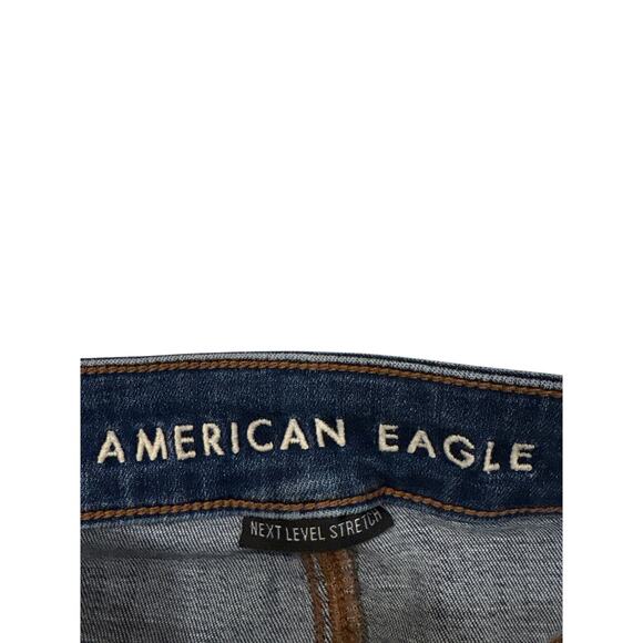 American Eagle Jeans Women 8 Short Blue High Rise Skinny Kick Stretch Distressed - Picture 6 of 10